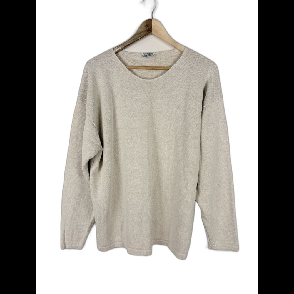 EcoDrogen Crew Neck Knit 100% Hemp Pullover Sweater Beige Solid Size XL Classic